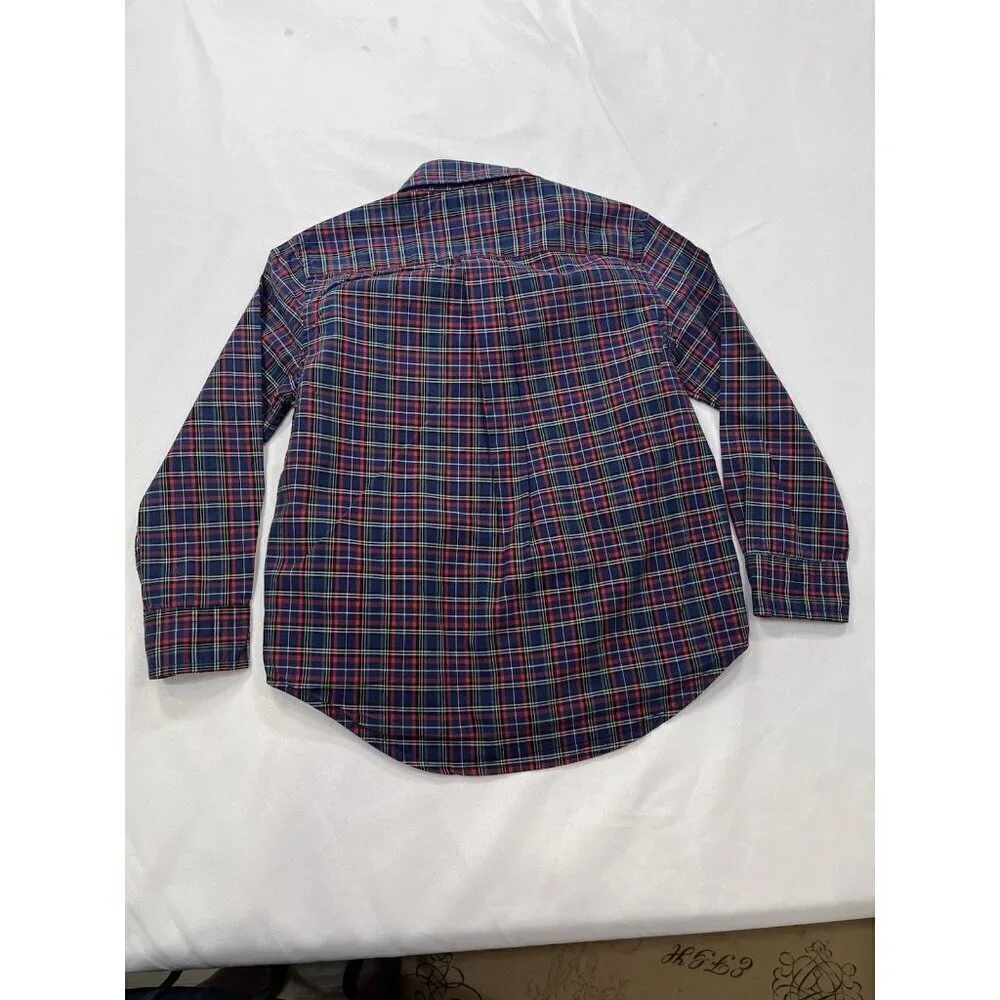 POLO RALPH LAUREN Boys Long Sleeve Button Down shirt button front 3T Navy Red